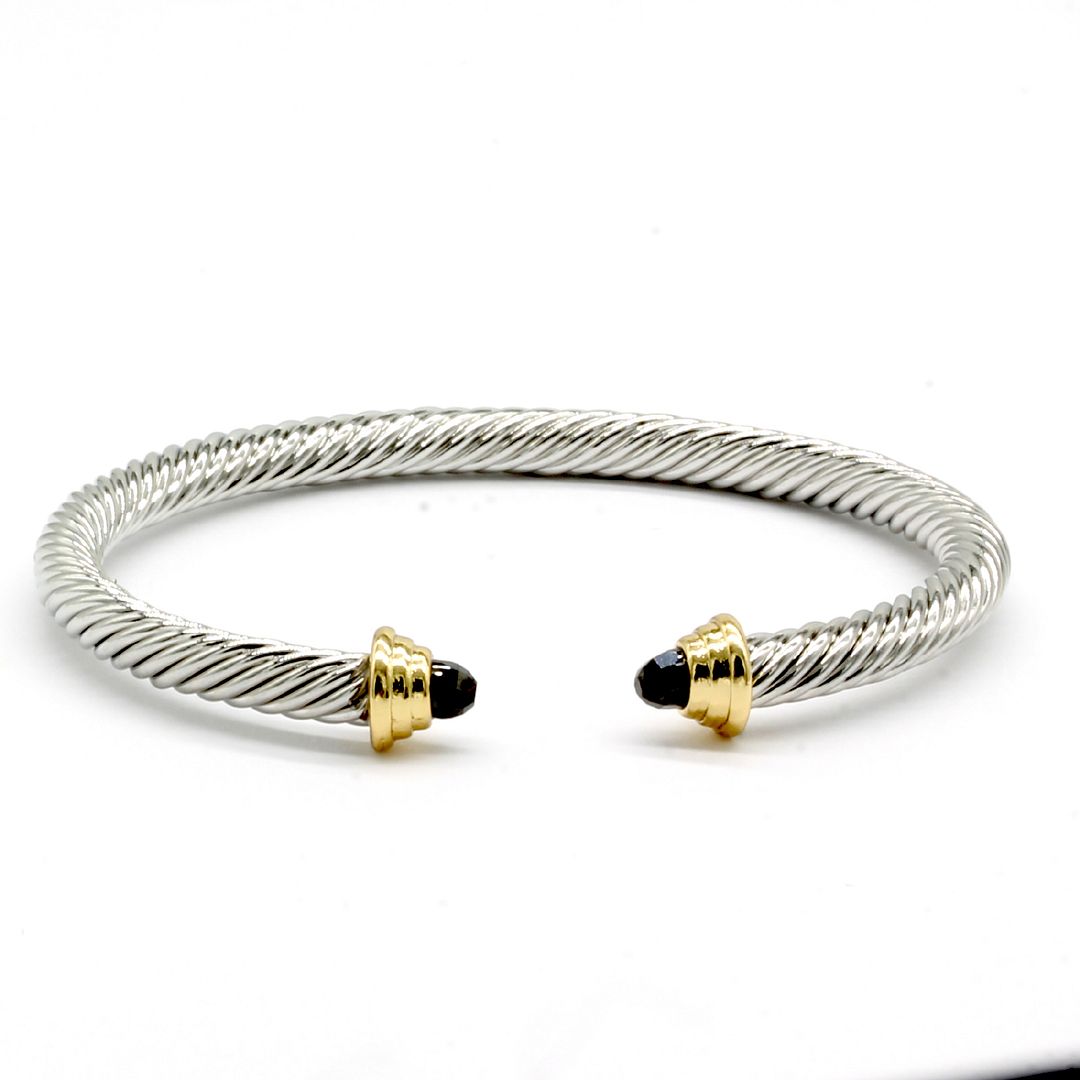 •FANG + TEAR• onyx + silver twist-on cuff bracelet