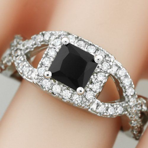 Onyx & White Topaz Ring
