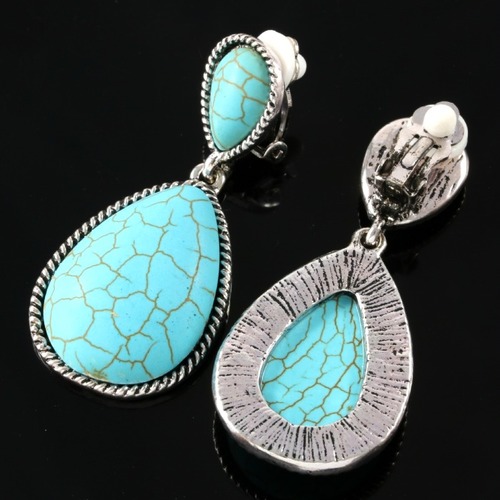 Pressed Turquoise Designer Clip Earrings Property Room Pressed Turquoise Designer Clip Earrings