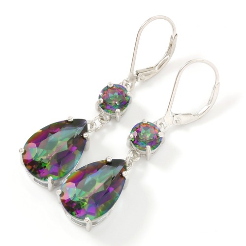 Solid 925 Sterling Silver 11 50ctw Green Mystic Topaz Drop Solid 925 Sterling Silver 11 50ctw Green Mystic Topaz Drop Earrings