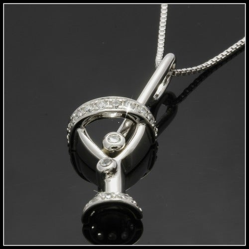 Solid .925 Sterling Silver & Platinum Martini Necklace Property Room