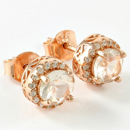 Solid 925 Sterling Silver With 18k Rose Gold 2 50ctw White Topaz Image 1 Of 4
