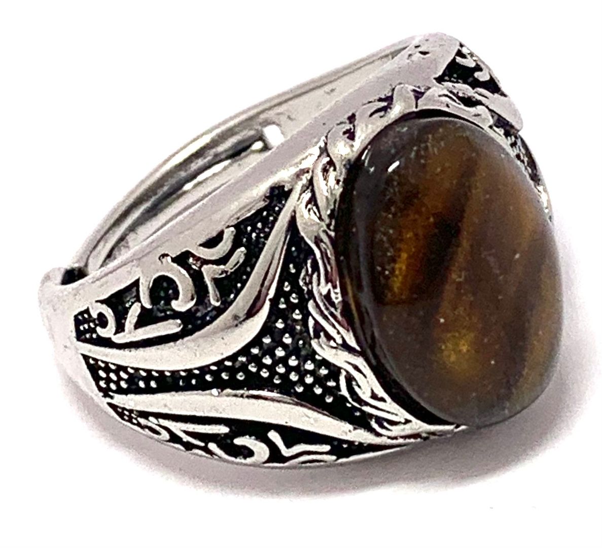 Tiger's Eye Ring | Vintage-Inspired Unisex Oval Statement Ring