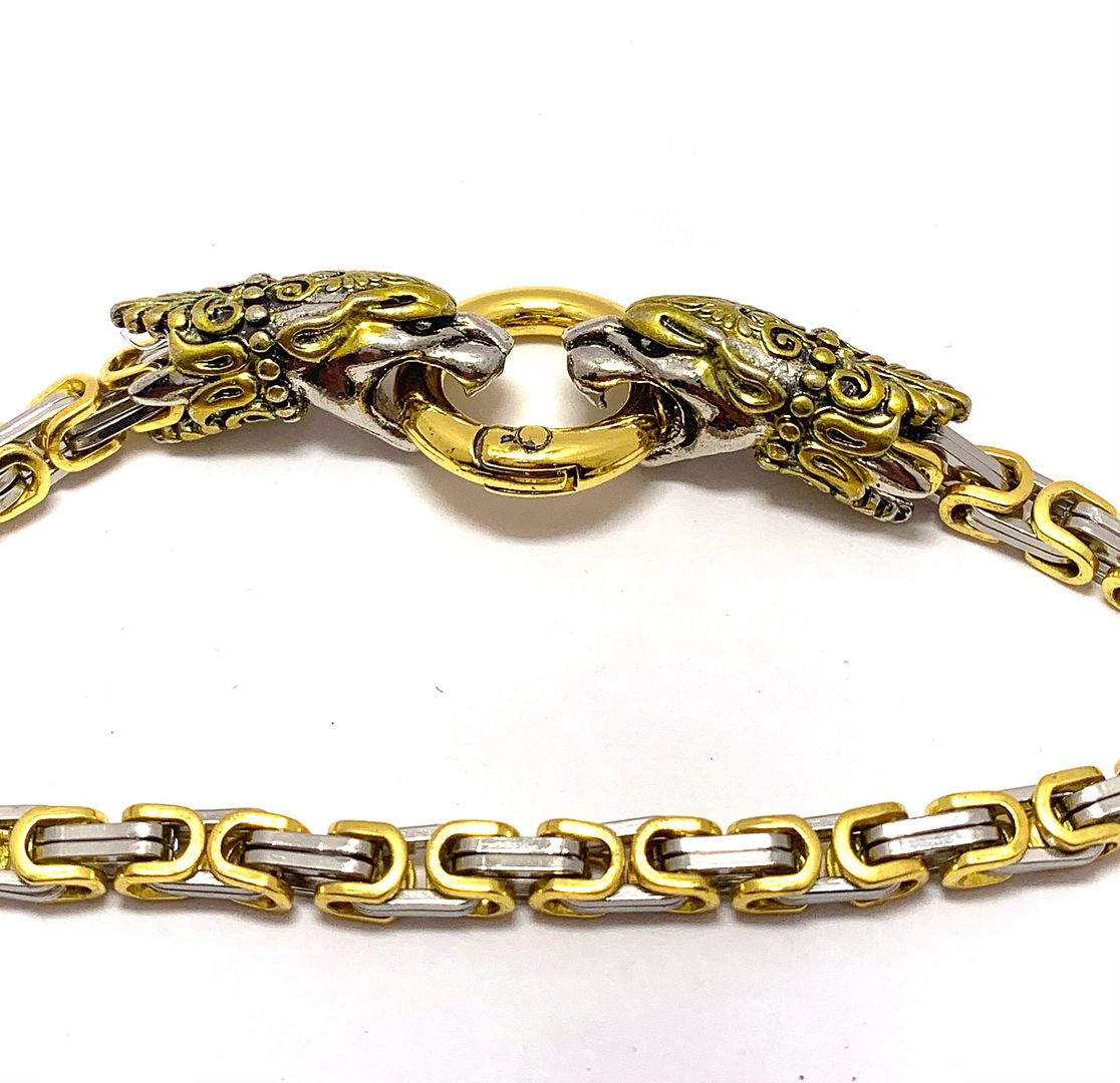 Two Tone Dragon Byzantine-Style Bracelet