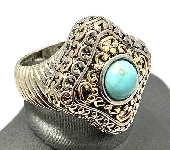 Two-Tone, Turquoise Ring