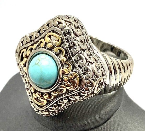 Two-Tone, Turquoise Ring