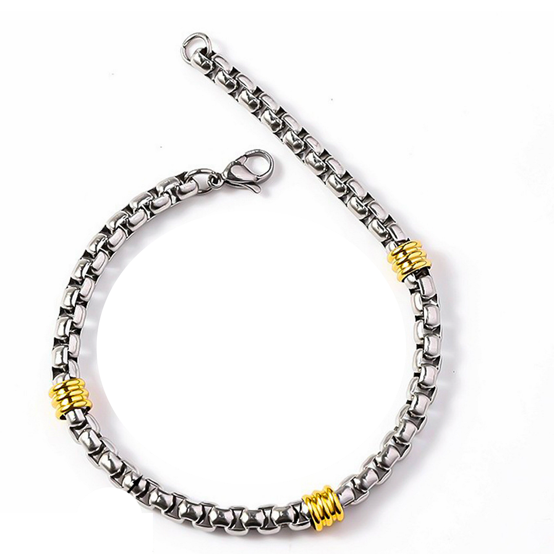 Two-Tone Unisex Chain Bracelet 14k Gold Ovr