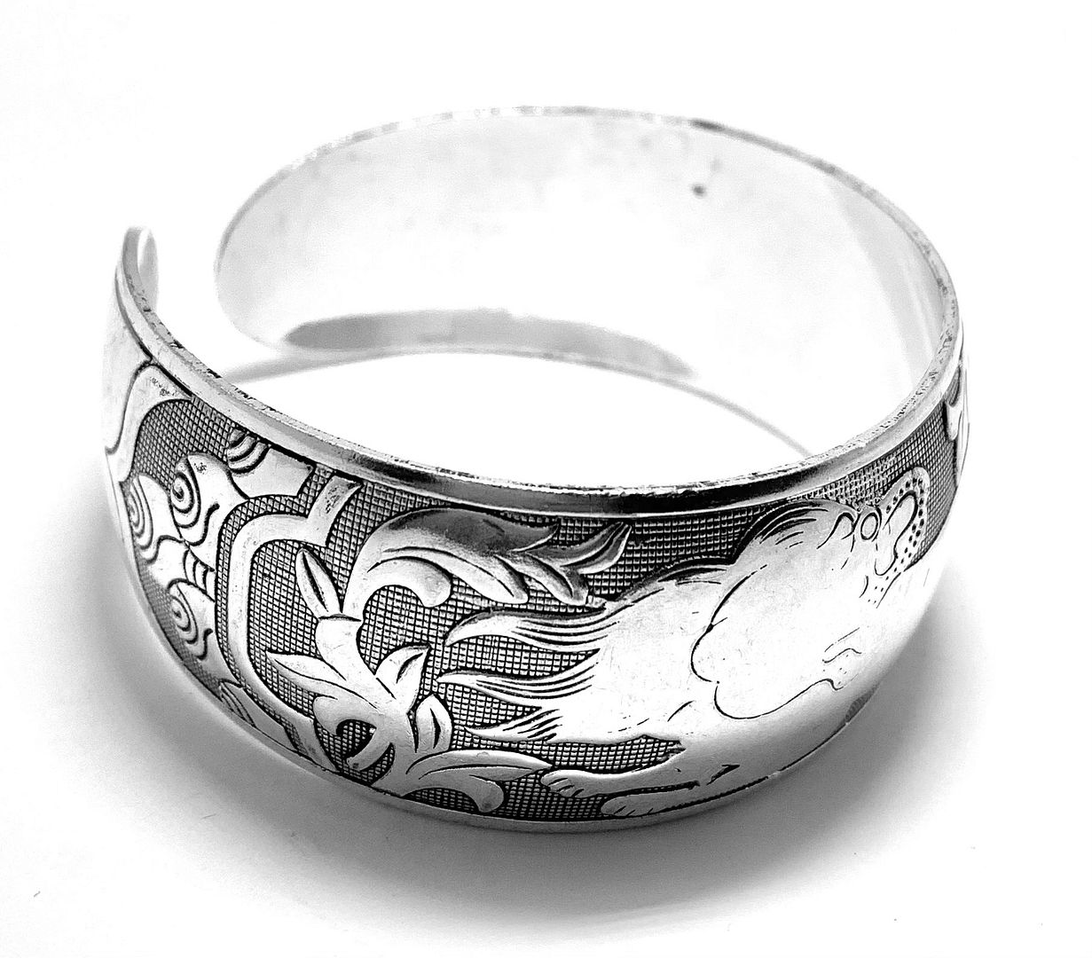 Vintage Inspired Tibetan Lion Cuff Bangle Bracelet