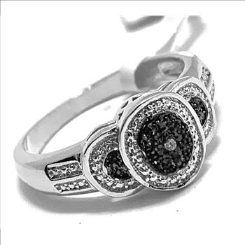 0.01ctw Genuine Diamond 18k White Gold Overlay Modern Design Ring