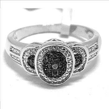 0.01ctw Genuine Diamond 18k White Gold Overlay Modern Design Ring