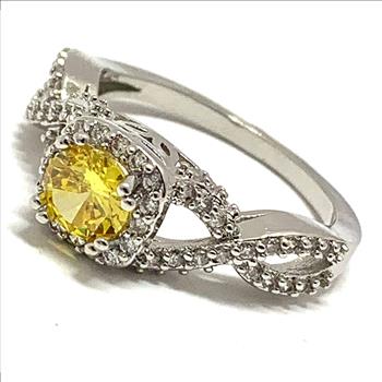 1.00ctw Citrine & Diamonique Diamond Ring   sz7