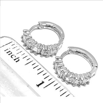 1.00ctw  Diamonique Diamond Hoop Earrings