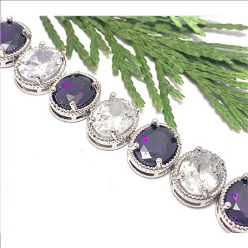 115.00CTW Moissanite & Amethyst Large Tennis Bracelet