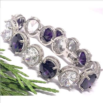 115.00CTW Moissanite & Amethyst Large Tennis Bracelet