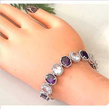 115.00CTW Moissanite & Amethyst Large Tennis Bracelet
