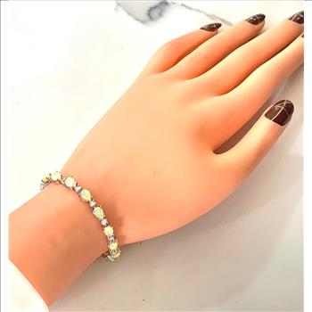 12.00ctw  Opal & Diamonique Diamond  Tennis Bracelet