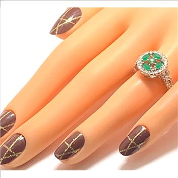 1.25ctw Emerald & Diamonique Diamond Ring  sz6