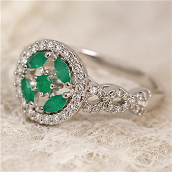 1.25ctw Emerald & Diamonique Diamond Ring  sz6