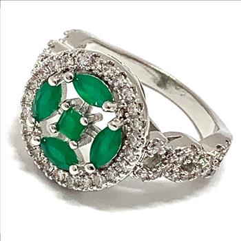1.25ctw Emerald & Diamonique Diamond Ring  sz8