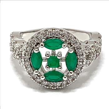 1.25ctw Emerald & Diamonique Diamond Ring  sz8