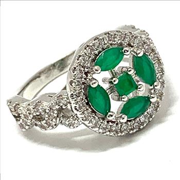 1.25ctw Emerald & Diamonique Diamond Ring  sz9