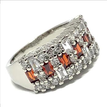 1.25ctw Garnet & Diamonique Diamond Anniversary Ring
