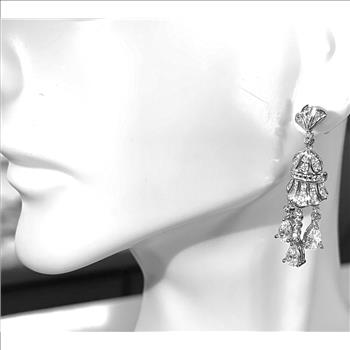 1.25ctw Moissanite Dangle Earrings in 18k WG & .925 Sterling Silver