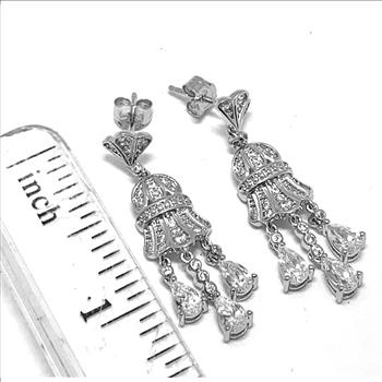 1.25ctw Moissanite Dangle Earrings in 18k WG & .925 Sterling Silver