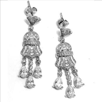 1.25ctw Moissanite Dangle Earrings in 18k WG & .925 Sterling Silver