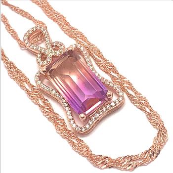16.00ctw Ametrine & CZ Fancy Necklace