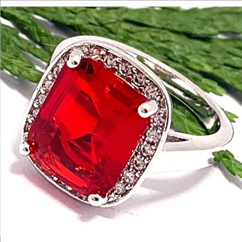 16.50ctw Ruby & Diamonique Diamond Ring Size 6.5