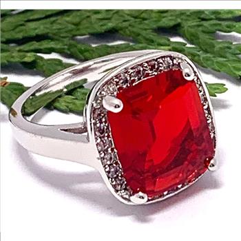 16.50ctw Ruby & Diamonique Diamond Ring Size 6.5