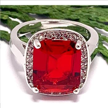 16.50ctw Ruby & Diamonique Diamond Ring Size 6.5