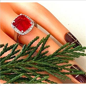16.50ctw Ruby & Diamonique Diamond Ring Size 6.5