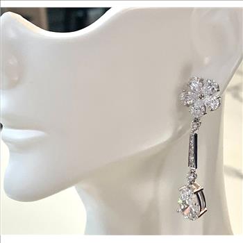 17.50ctw Moissanite Dangle Earrings in 18k WG & .925 Sterling Silver