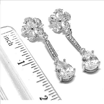 17.50ctw Moissanite Dangle Earrings in 18k WG & .925 Sterling Silver