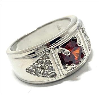 1.75ctw Garnet & Diamonique Diamond Ring