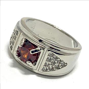 1.75ctw Garnet & Diamonique Diamond Ring