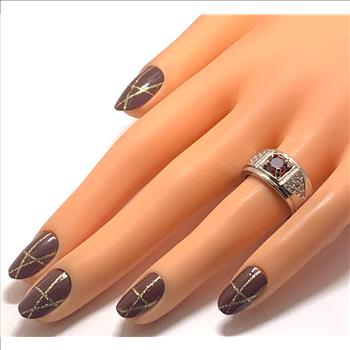 1.75ctw Garnet & Diamonique Diamond Ring