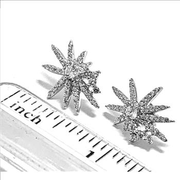 18k Gold & .925 Sterling Silver 1.00ctw Diamonique Diamond Stud Earrings