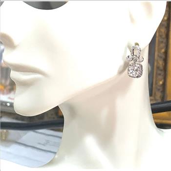 18k Gold & .925 Sterling Silver 1.25ctw Diamonique Diamond Dangle Earrings