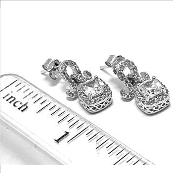 18k Gold & .925 Sterling Silver 1.25ctw Diamonique Diamond Dangle Earrings