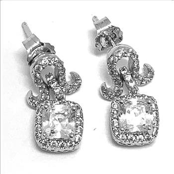 18k Gold & .925 Sterling Silver 1.25ctw Diamonique Diamond Dangle Earrings