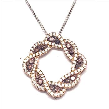 18k Gold & .925 Sterling Silver 2.00ctw Chocolate & White Diamonique Diamond Necklace