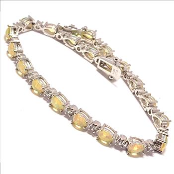 18k Gold Overlay 10.50ctw Opal & Diamonique Diamond Tennis Bracelet