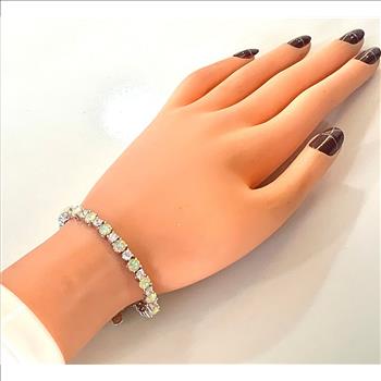 18k Gold Overlay 11.00ctw Opal & Diamonique Diamond Tennise Bracelet
