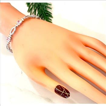 18k Gold Overlay 12.00ctw Pink Topaz & Diamonique Diamonds Tennice Bracelet