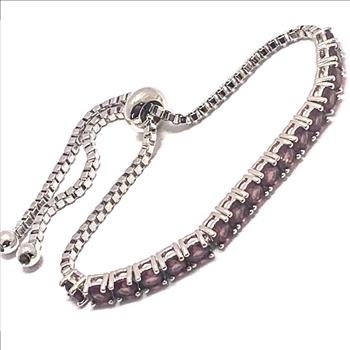 18k Gold Overlay 2.00ctw Amethyst Adjustable Tennis Bracelet