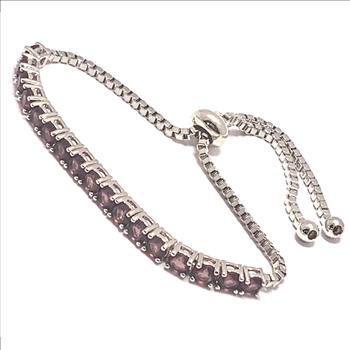 18k Gold Overlay 2.00ctw Amethyst Adjustable Tennis Bracelet