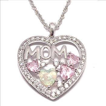 18k Gold Overlay 2.00ctw Multicolor Stones & Diamonique Diamond Heart Necklace
